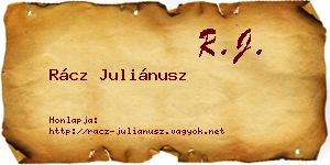 Rácz Juliánusz névjegykártya